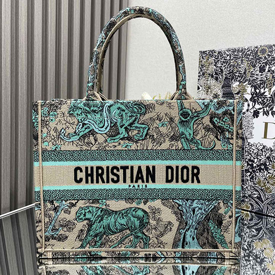 Medium Dior Tiger Book Tote M1286 Green