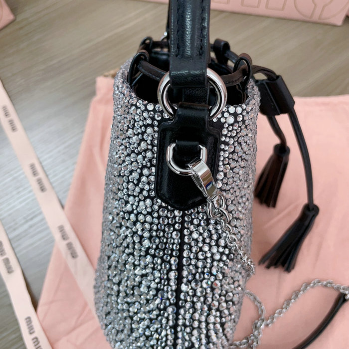 Miu Miu Bucket Bag with Crystals Black 5BE085