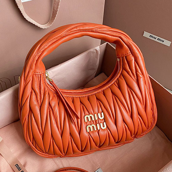 Miu Miu Wander Nappa Leather Hobo Bag Orange 5BC125