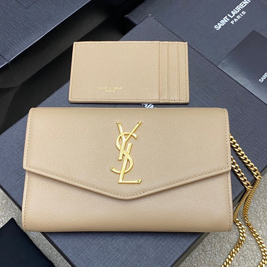 Saint Laurent Uptown Chain Wallet 607788 Beige