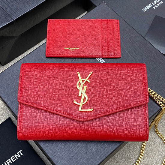 Saint Laurent Uptown Chain Wallet 607788 Red