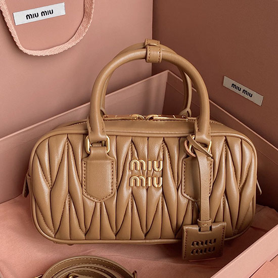 Small Miu Miu Arcadie Bag 5BB142 Caramel