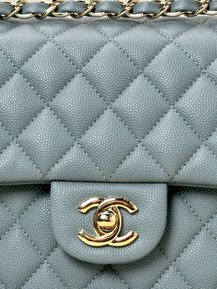 Medium Chanel Grained Calfskin Flap Bag A01112 Dark Blue