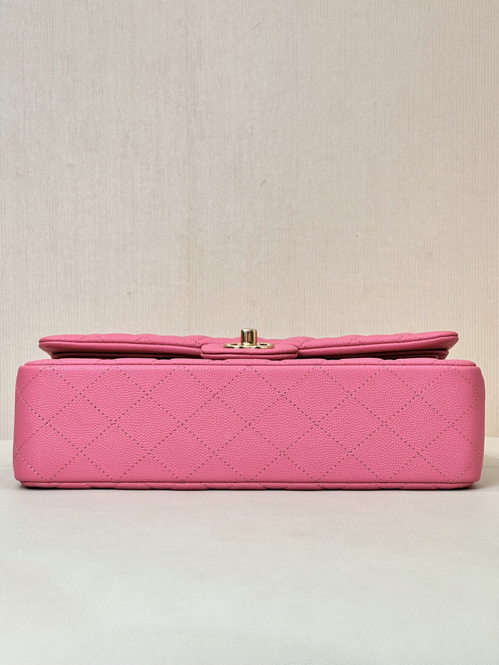 Medium Chanel Grained Calfskin Flap Bag A01112 Peach