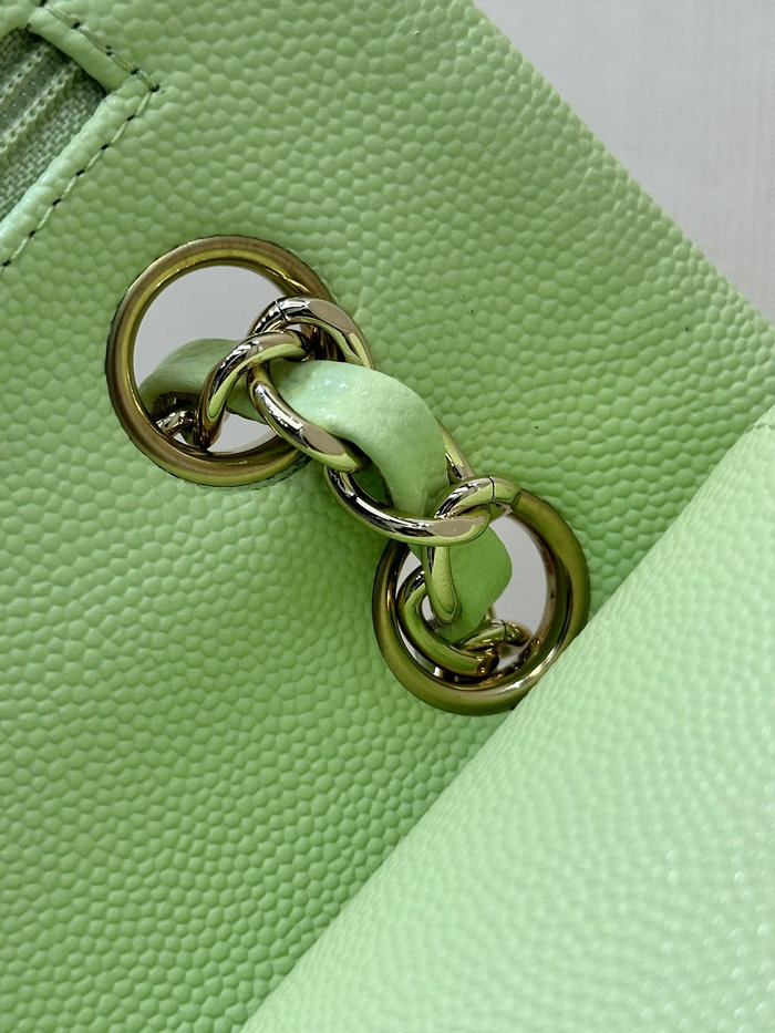 Small Chanel Grained Calfskin Flap Bag A01117 Mint Green
