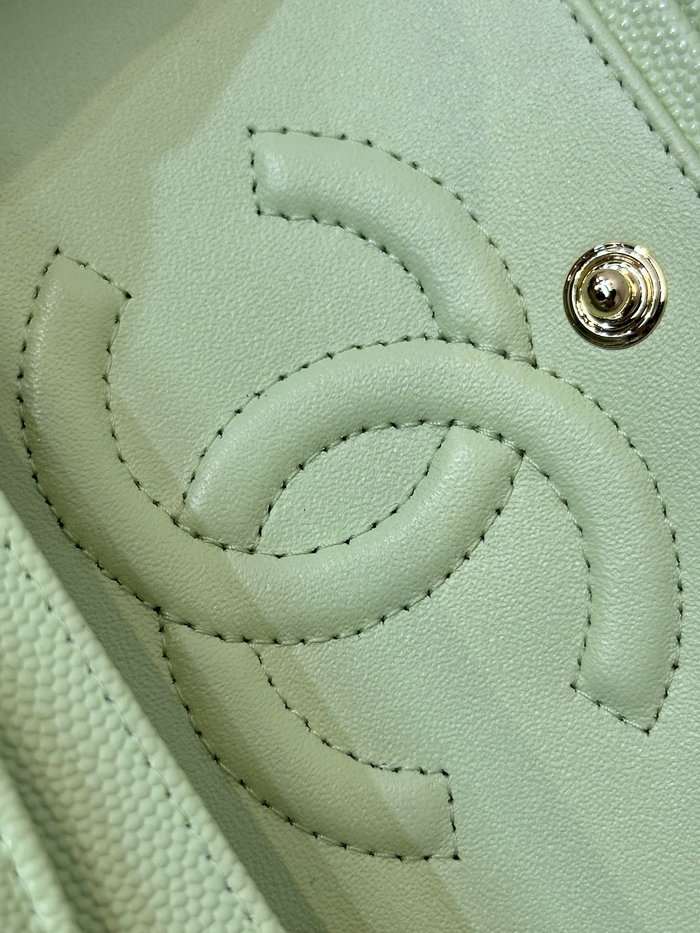 Small Chanel Grained Calfskin Flap Bag A01117 Mint Green