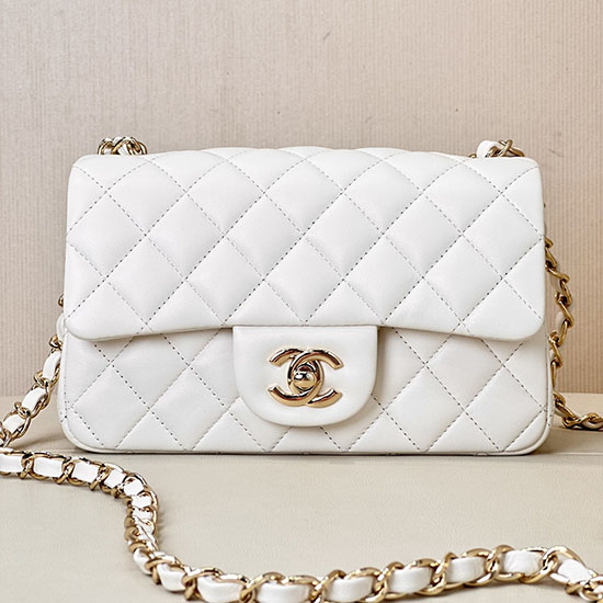 Small Chanel Lambskin Flap Bag A01116 White