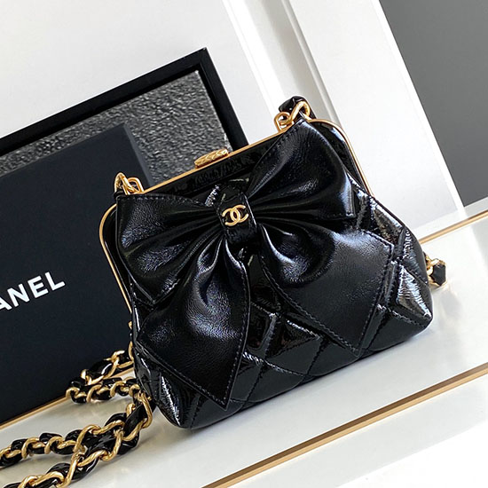 Chanel Mini Shiny Lambskin Clutch AP4028 Black
