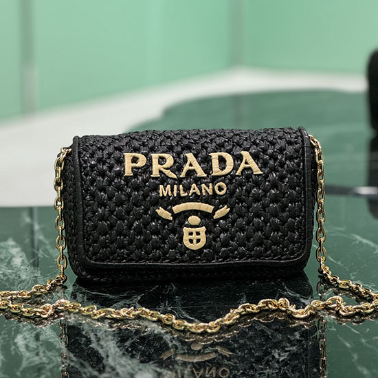 Prada Crochet shoulder bag 1BF362 Black