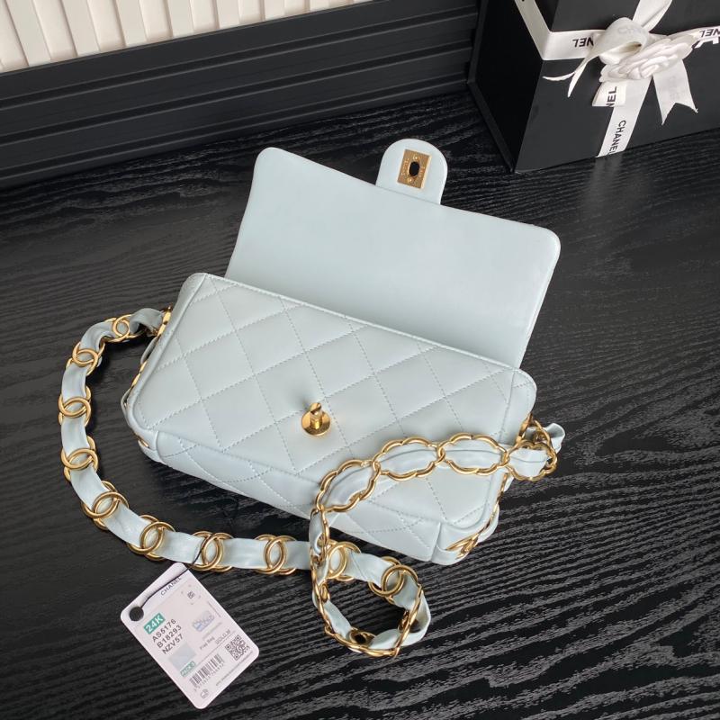 Small Chanel Lambskin Flap Bag AS5176 Light Blue