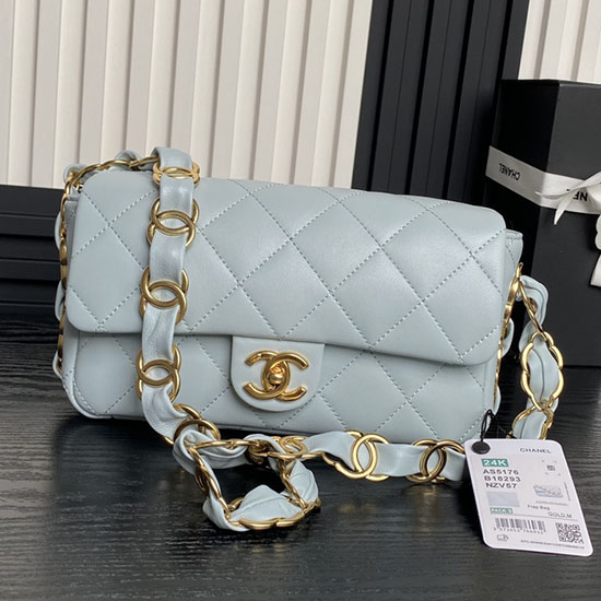 Small Chanel Lambskin Flap Bag AS5176 Light Blue