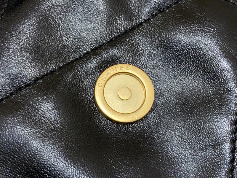Chanel Shiny Calfskin 22 Handbag AS3261 Black with Gold