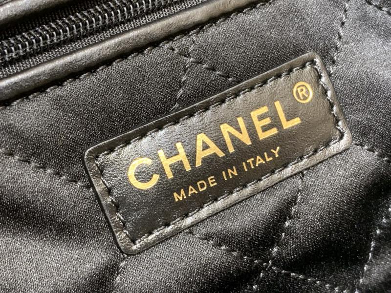 Chanel Shiny Calfskin 22 Handbag AS3261 Black with Gold