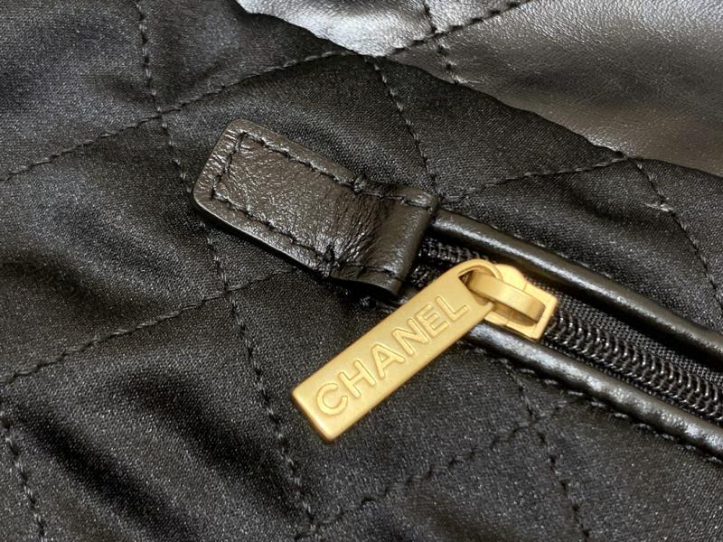 Chanel Shiny Calfskin 22 Handbag AS3261 Black with Gold