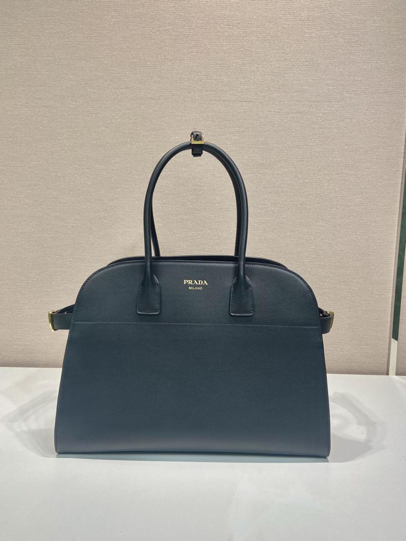 Prada Large leather tote bag with buckles 1BG508 Black