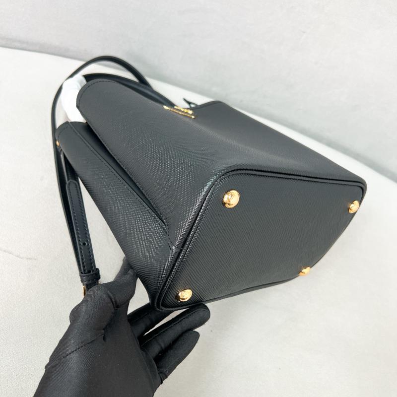 Prada Saffiano Leather Double Medium Bag 1BA212 Black