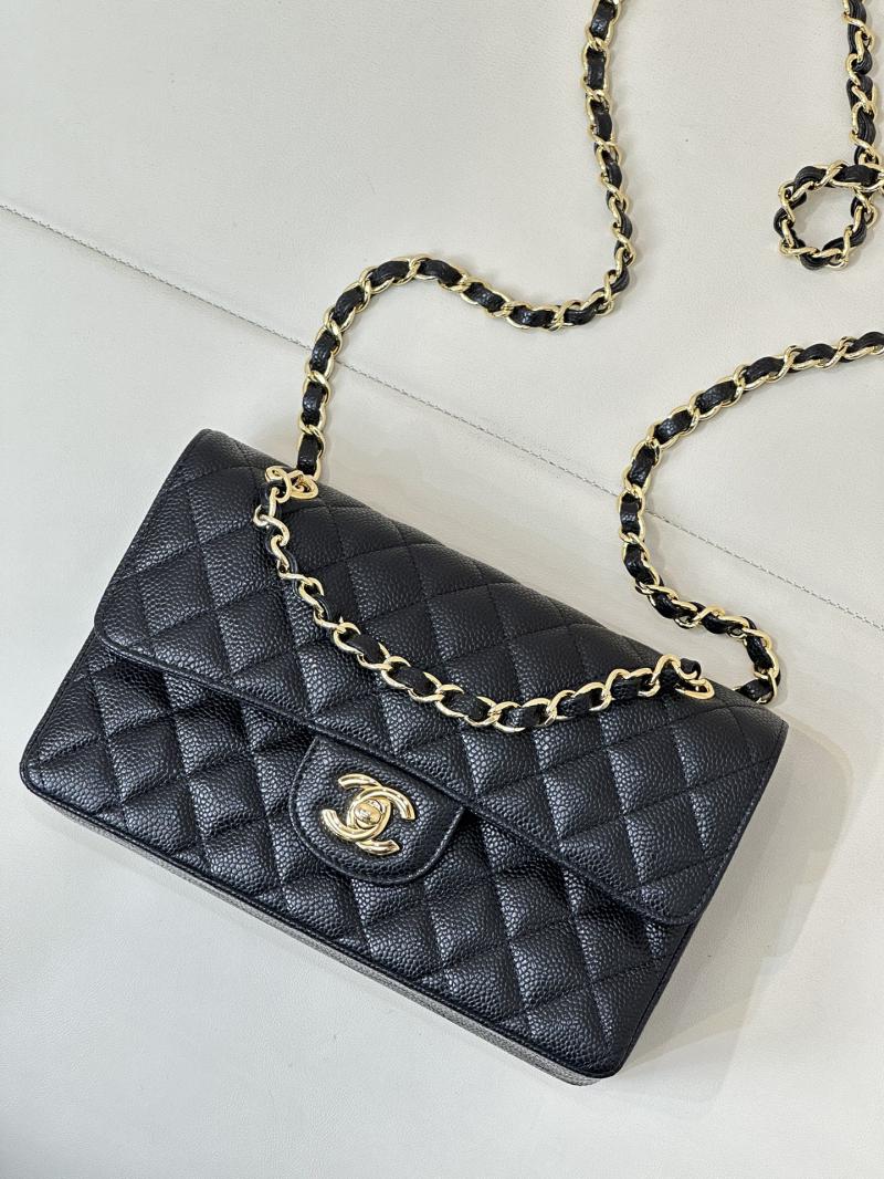 Small Chanel Caviar Flap Bag A01117 Black with Gold