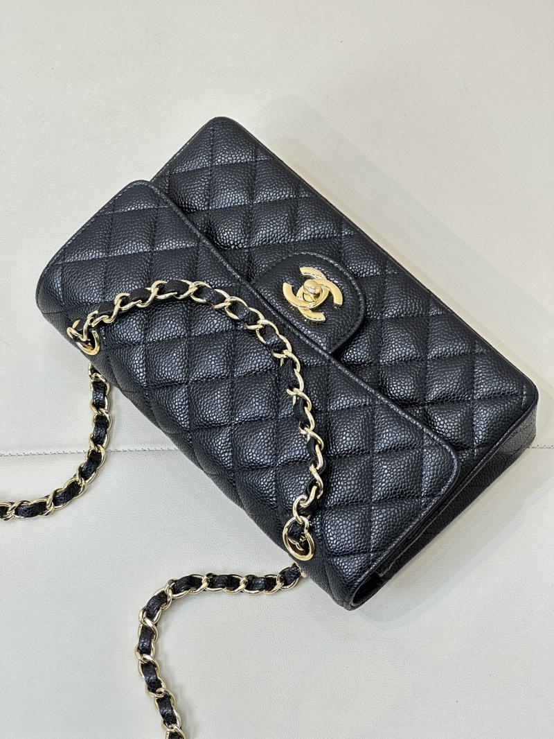 Small Chanel Caviar Flap Bag A01117 Black with Gold