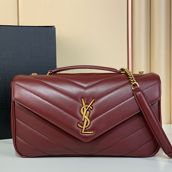 Saint Laurent Lambskin Loulou Medium Bag 801439 Burgundy