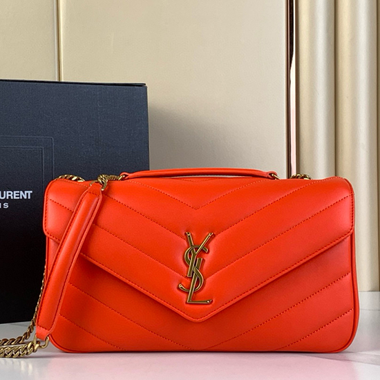 Saint Laurent Lambskin Loulou Medium Bag 801439 Orange
