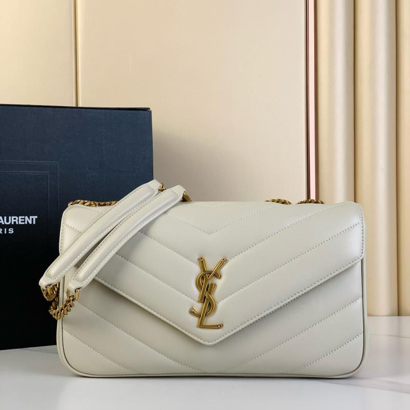 Saint Laurent Lambskin Loulou Medium Bag 801439 White