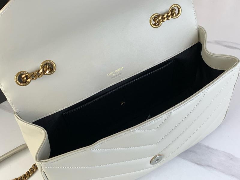 Saint Laurent Lambskin Loulou Medium Bag 801439 White