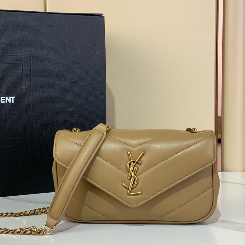 Saint Laurent Lambskin Loulou Mini Bag Black 821749 Beige