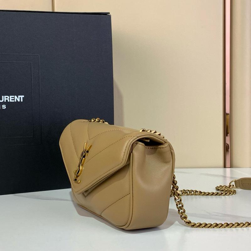 Saint Laurent Lambskin Loulou Mini Bag Black 821749 Beige