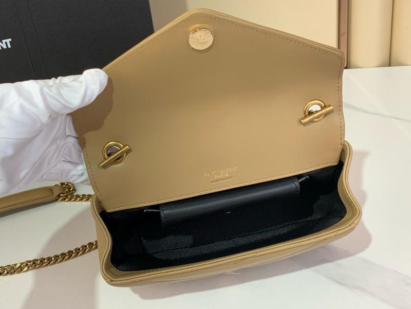 Saint Laurent Lambskin Loulou Mini Bag Black 821749 Beige