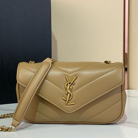 Saint Laurent Lambskin Loulou Mini Bag Black 821749 Beige