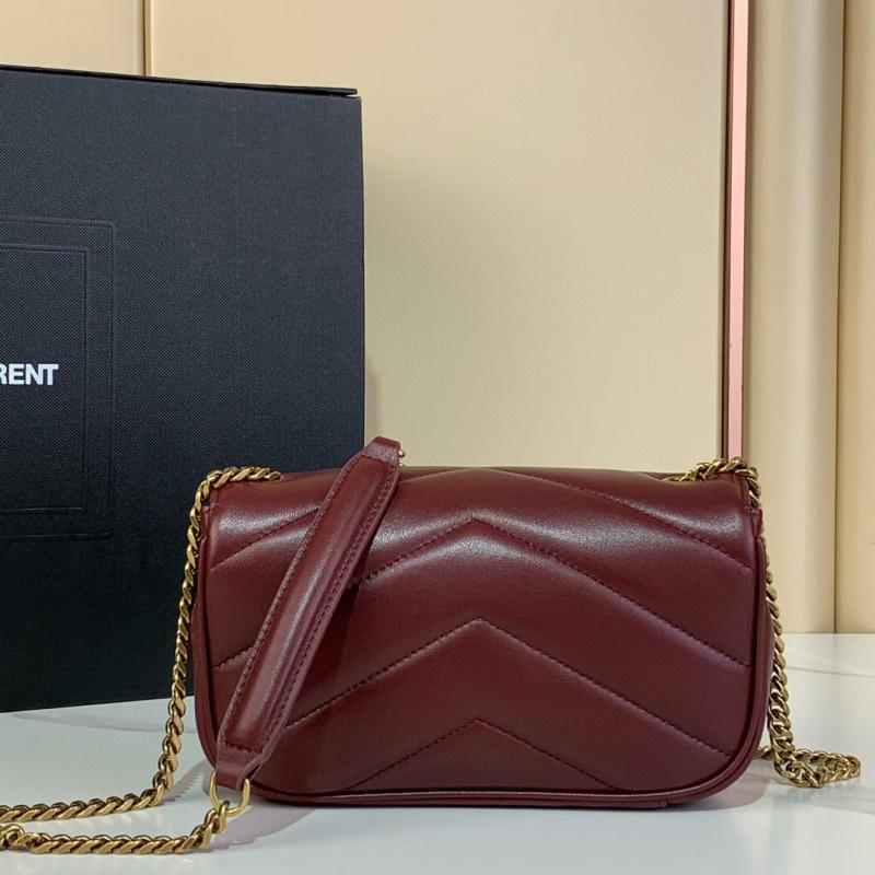Saint Laurent Lambskin Loulou Mini Bag Black 821749 Burgundy