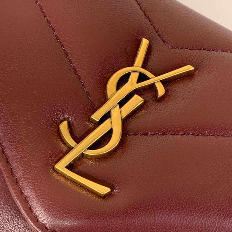 Saint Laurent Lambskin Loulou Mini Bag Black 821749 Burgundy
