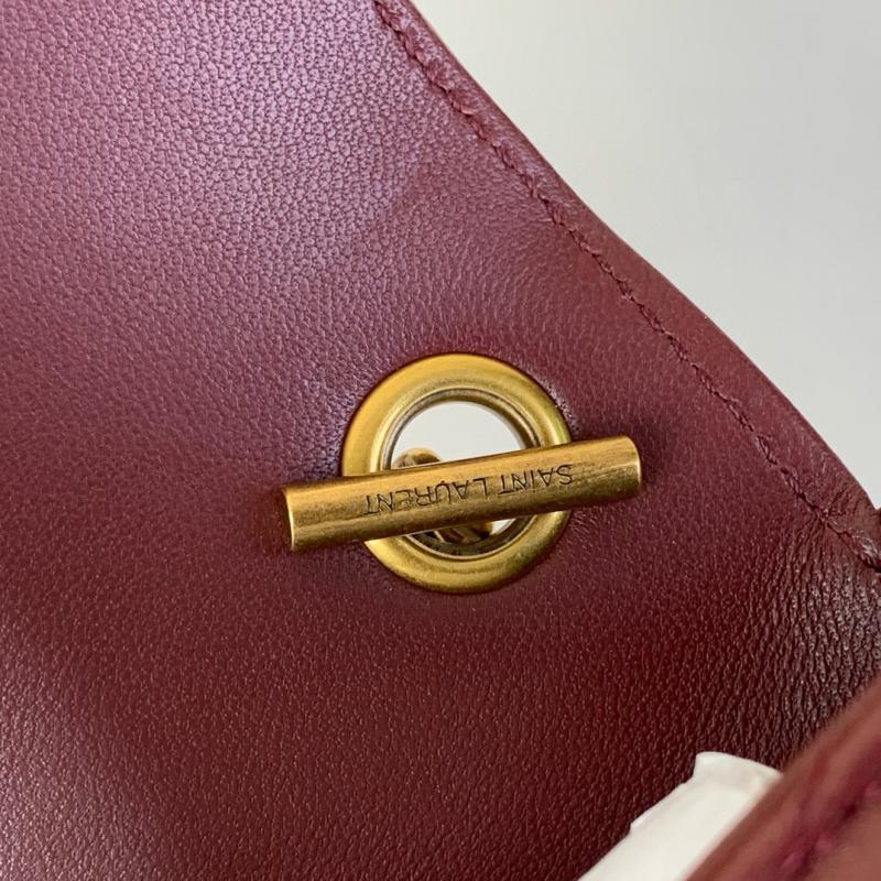 Saint Laurent Lambskin Loulou Mini Bag Black 821749 Burgundy