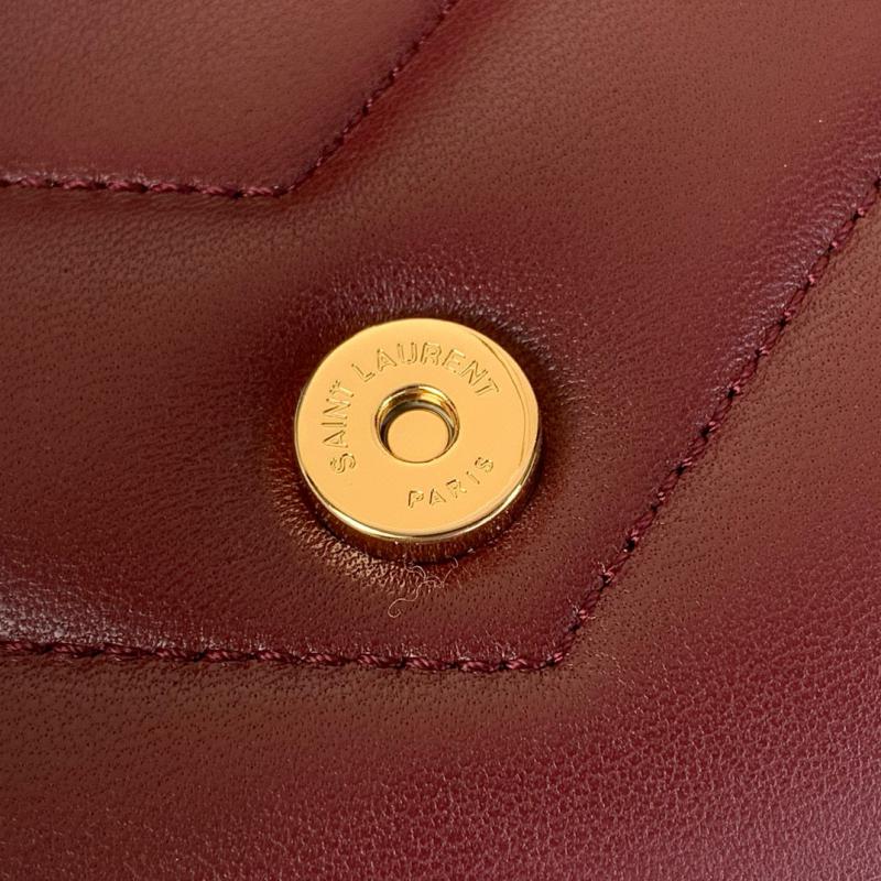 Saint Laurent Lambskin Loulou Mini Bag Black 821749 Burgundy