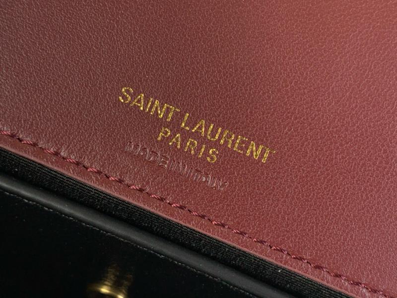 Saint Laurent Lambskin Loulou Mini Bag Black 821749 Burgundy