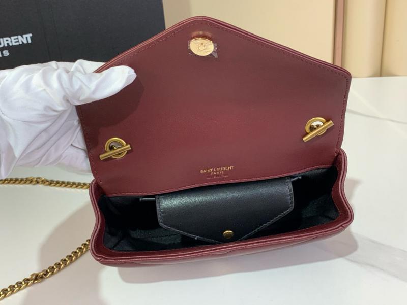 Saint Laurent Lambskin Loulou Mini Bag Black 821749 Burgundy