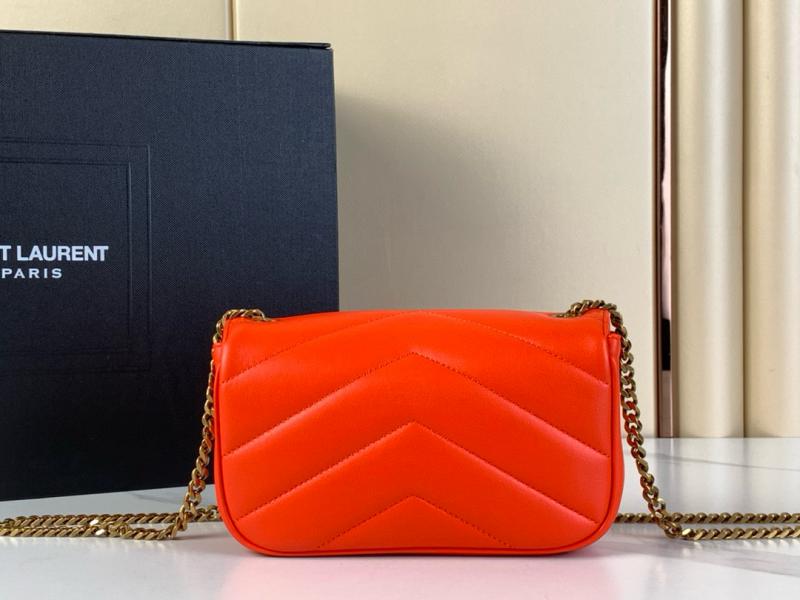 Saint Laurent Lambskin Loulou Mini Bag Black 821749 Orange