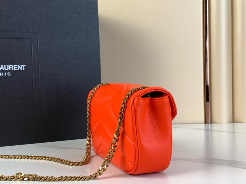 Saint Laurent Lambskin Loulou Mini Bag Black 821749 Orange