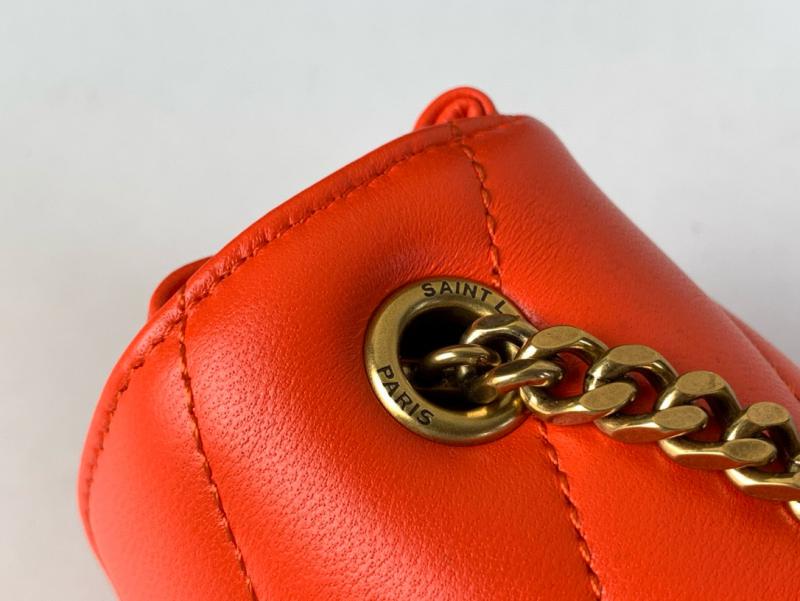 Saint Laurent Lambskin Loulou Mini Bag Black 821749 Orange