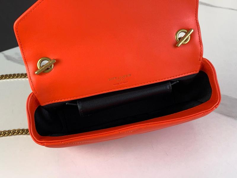 Saint Laurent Lambskin Loulou Mini Bag Black 821749 Orange
