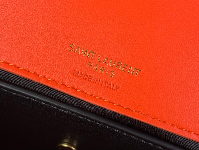 Saint Laurent Lambskin Loulou Mini Bag Black 821749 Orange