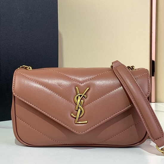 Saint Laurent Lambskin Loulou Mini Bag Black 821749 Pink