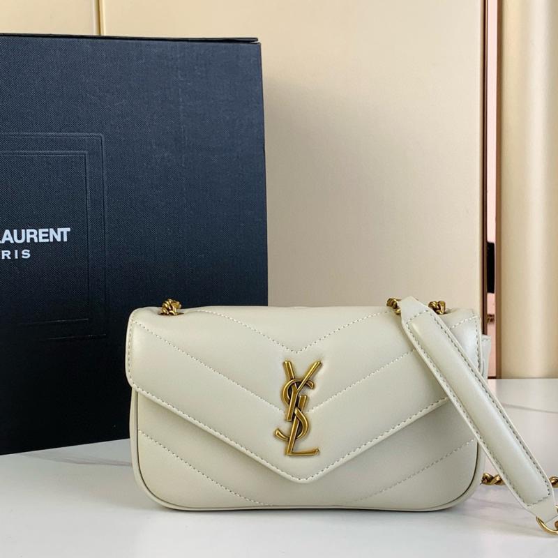 Saint Laurent Lambskin Loulou Mini Bag Black 821749 White