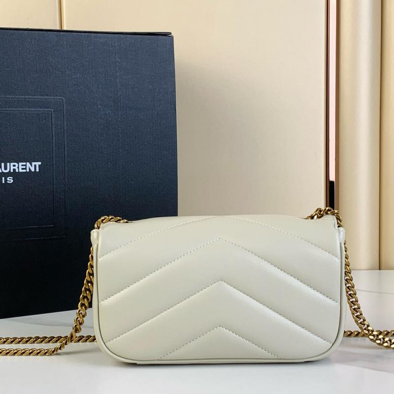 Saint Laurent Lambskin Loulou Mini Bag Black 821749 White