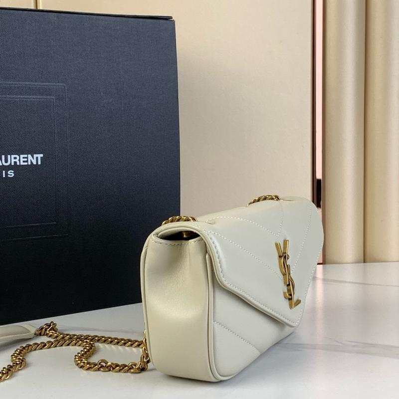Saint Laurent Lambskin Loulou Mini Bag Black 821749 White
