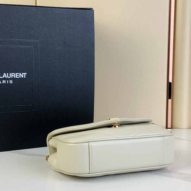 Saint Laurent Lambskin Loulou Mini Bag Black 821749 White