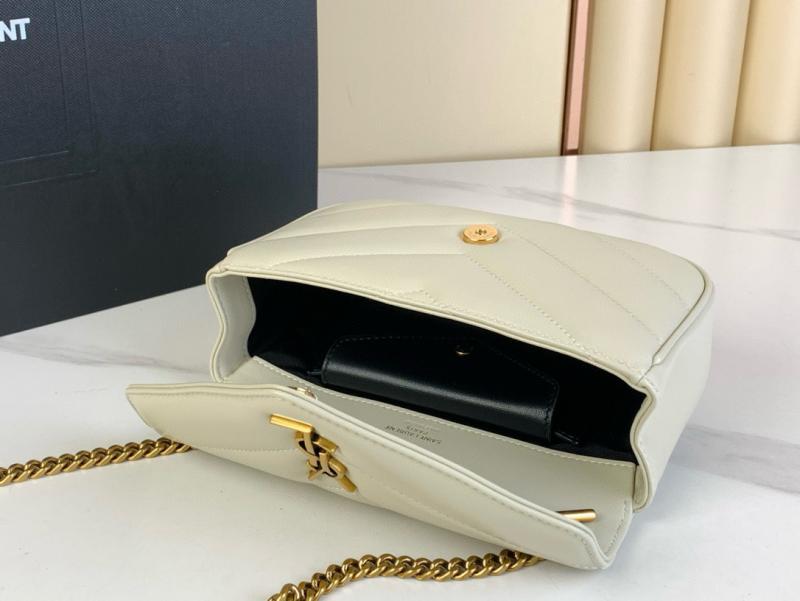 Saint Laurent Lambskin Loulou Mini Bag Black 821749 White