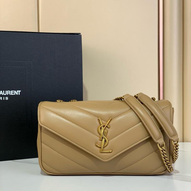 Saint Laurent Lambskin Loulou Small Bag Black 801437 Beige
