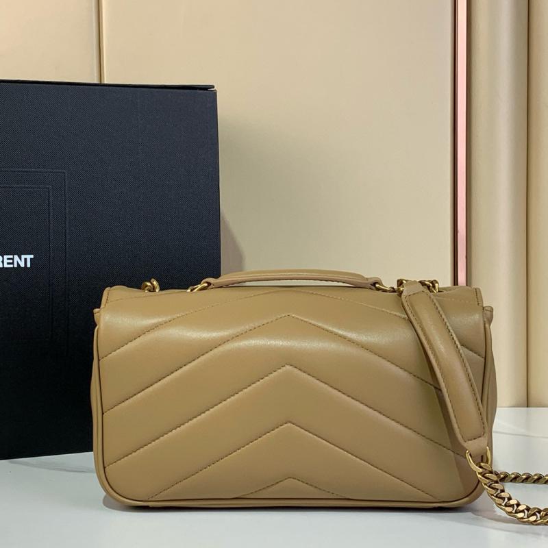 Saint Laurent Lambskin Loulou Small Bag Black 801437 Beige