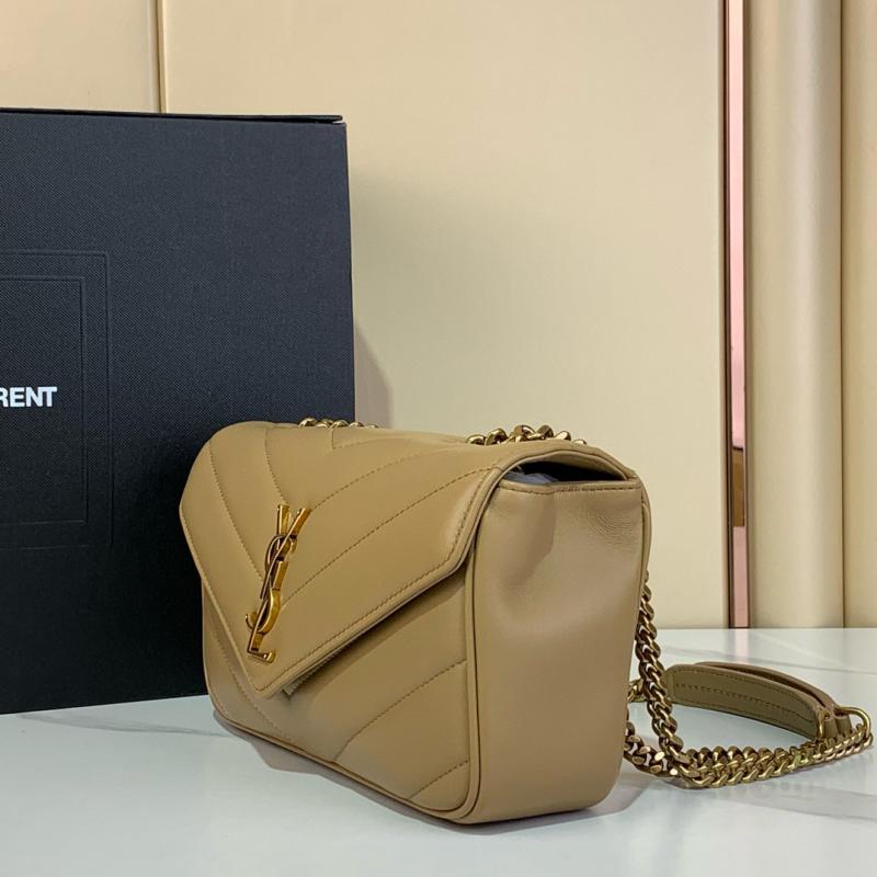 Saint Laurent Lambskin Loulou Small Bag Black 801437 Beige